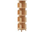Libreria Girevole - Modello Da Terra Cilindrico - 4 Livelli - Girabile A 360° - Legno Di Pino Massiccio - Altezza Ripiani 31 Cm - 50 Kg Per Livello
