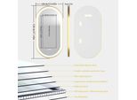 Specchio Da Bagno A Led - Specchio Ovale Da Parete - Senza Nebbia - Con Cornice - 60 X 120 Cm - Stile Moderno - Cachi Scuro