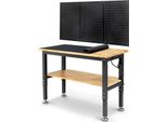 Banco Da Lavoro/Tavolo Da Lavoro Per La Lavorazione Del Legno - Wb0101-Plus - 122 Cm - Regolabile In Altezza - Piano Di Lavoro In Legno Di Gomma - Con Spazio Di Archiviazione - Per Garage/Officina - Verde/Viola