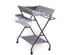 Fasciatoio Per Neonati - Fasciatoio Pieghevole Con Rotelle E Ripiano - 80×63×96 Cm - Struttura In Ferro E Tessuto Oxford - Portata 15 Kg - Grigio Chiaro
