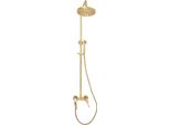 Set Doccia A Pioggia - Miscelatore Per Doccia Con Doccetta - Monocomando - Montaggio A Parete - Altezza Regolabile 85-110 Cm - Flessibile Doccia 1,5 M - Valvola Ceramica & G1/2 - Bronzo Antico