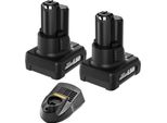 BAT420/BAT411-414, 2607336013/6014 - Batteria Di Ricambio Agli Ioni Di Litio Da 12 V Per Utensili A Batteria - Capacità 6000 Mah - 2 Batterie + 1 Caricatore - Compatibile 10,8 V - Grigio