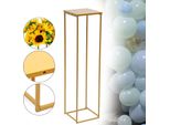 Portafiori E Portavasi - Colonna Geometrica In Metallo - Altezza 100 Cm - Quadrato - 1 Livello - Per Matrimoni E Feste - Oro