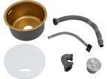 Lavello Da Cucina - Monovasca Rotonda - Ø 36 Cm - Profondità 19 Cm - Acciaio Inox 304 + Acrilico - Montaggio Superiore, Inferiore E A Filo - Giallo