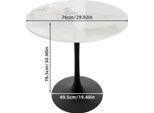Tavolo Da Pranzo Rotondo - Tavolo Da Bistrot - Piano In Pietra Sinterizzata - Base A Colonna - Altezza 78 Cm - Per 4 Persone - Grigio-Bianco Giada