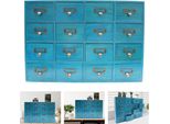 Cassettiera Per Farmacia, 16 Cassetti, Organizer Da Tavolo In Legno, Stile Vintage, Blu