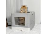 Lettiera Per Gatti - Lettiera Con Cassetto - Extra Large - Completamente Chiusa - Entrata Frontale E Uscita Superiore - A Prova Di Perdite - Facile Da Pulire - Con Paletta - Grigio