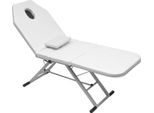 Lettino Da Massaggio - Tavolo Cosmetico A 3 Pezzi - Portatile - Regolabile - Ripiegabile Con Borsa - Finto Cuoio - Schiuma Altamente Elastica - 91×60×26 Cm - Bianco
