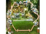 Arco Nuziale - Arco Nuziale Esagonale In Legno - Misura L - Stabile Per Carichi Pesanti - Sfondo Per Cerimonia - Supporto Per Arco Di Fiori - Legno Naturale
