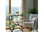 Portapiante - Portafiori - Con Rotelle - 6 Livelli Per Vasi - Metallo - Per Interni Ed Esterni - Design A Forma Di Cuore - Da Montare - Nero