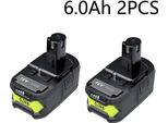 Batteria Per Ryobi One+, Batteria Di Ricambio 18V Li-Ion 6Ah, Oro, Compatibile Con P108 P104 P107 RB18L50 RB18L20