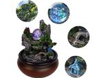 Fontana Da Tavolo Per Interni - Lampada Da Tavolo A Led Con Cascata - Resina - Sfera Di Cristallo - Motivo Vegetale - Stile Arte Popolare