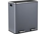 Acciaio Inox Spazzolato, Cestino A Pedale 10L, Rettangolare, Grigio Scuro, Coperchio Con Chiusura Morbida