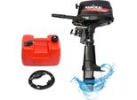 Motore Fuoribordo, 4 Tempi 6,5 Cv, Raffreddamento Ad Acqua, Sistema Cdi, Incl. Tubo Dell'olio, Serbatoio E Imbuto, Nero