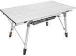 Tavolo Da Campeggio - Tavolo Pieghevole - Regolabile In Altezza - Lega Di Alluminio - Portata 30 Kg - Ripiano In Rete - Rettangolare - Portatile - Argento