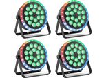 Faretto Par A Led Per Palcoscenico - Faretto Par DMX512 - 18X6W Rgbw + 24X0,2W Rgb - 120W - 6/10 Canali - Auto/Sound/Master-Slave - Spina Ue
