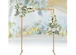 Arco Nuziale Con Piedini, Struttura Quadrata In Metallo 2 X 1,5 M, Giallo, Arco Con Palloncini E Rose, Sfondo Per Eventi