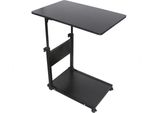 Tavolo Mobile Per Letto/Divano - Tavolino - Altezza Regolabile 55-80 Cm - Piano Di Lavoro 60X40 Cm - 2 Livelli - 4 Ruote Con Freno - Portata 20 Kg - Nero