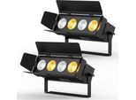 Faretto Led Par Da Palco - 200W Cob 2-In-1 - Bianco Caldo/Freddo 3200/6500K - DMX512/RDM 8 Canali - Barndoors - Spina Ue - 2 Pezzi