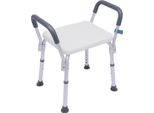 Sedia Da Doccia - Sedia Da Bagno Regolabile In Altezza - Altezza 37-49 Cm - Portata 150 Kg - Con Braccioli - Struttura In Alluminio, Sedile In Hdpe - Indipendente Per Doccia/Vasca Da Bagno