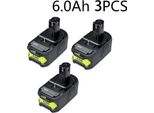 Batteria Nera Per Ryobi One+ 18V, Batteria Di Ricambio Agli Ioni Di Litio Da 6Ah, Compatibile Con P108 P104 P107 RB18L50 RB18L20