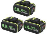 Batteria Di Ricambio Per Worx 20V Li-Ion, 6,0 Ah, Beige, Compatibile Con WA3551/WA3551.1/WX176/WX242