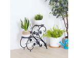 Set Di 2 Portapiante - Portafiori - Metallo Resistente Alla Ruggine - Quattro Livelli - Ufficio Giardino Balcone Interno/Esterno - Montaggio - Nero