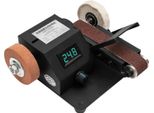 Mini Levigatrice Elettrica A Nastro - Levigatrice A Nastro Da Banco - 350 W - 0-10000 Giri/Min - Nastro 30×380 Mm - Disco 70 Mm - 110 V - Per Affilare Coltelli, Legno E Metallo - Nero