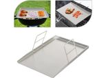 Vassoio Per Grigliare In Acciaio Inox, Piastra 45 Cm, 2 Maniglie, Argento, Universale Per Barbecue A Gas E A Carbonella