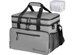 Borsa Termica - Borsa Termica Morbida Isolata - 48 Lattine - A Prova Di Perdite - 2 Scomparti - Coperchio Isolato - Per Campeggio/Escursioni/Picnic - Nero