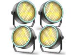 Set Di 4 Faretti Cob Par - 3×30W - 51×0,2W Striscia Led Rgb - DMX512/RDM - 8/10 Canali - Auto/Sound/Master-Slave - Bianco Caldo