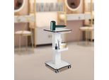Carrello Per Cosmetici - Carrello - 4 Ruote (2 Con Freno) - Portata 40 Kg - Legno E Metallo - Con Maniglia - Per Attrezzature Mediche E Di Bellezza - Bianco