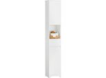 BZR109, Mobile Da Bagno Alto E Stretto, Mobile Da Bagno Bianco Con Ripiani