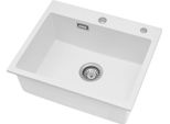 Lavello - Monovasca - Profondità 23 Cm - Acciaio Inox - 1 Foro - Senza Rubinetto - Resistente Ai Graffi E Facile Da Pulire - Bianco