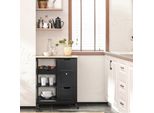 FKW79 Carrello Da Cucina Su Rotelle, 2 Ripiani Estraibili + 1 Vassoio, Nero, Per Cucina/Soggiorno E Sala Da Pranzo