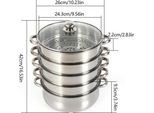 Vaporiera A 5 Livelli, 26 Cm, Acciaio Inox, Coperchio In Vetro, Grigio Chiaro