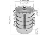 Pentola A Vapore, Acciaio Inox A 5 Fasi, Coperchio In Vetro, 26/28/30/32 Cm, Multicolore