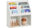 KMB01-W Scaffale Per Bambini, Scaffale Portaoggetti Con 3 Scomparti E 2 Scomparti Aperti, Portariviste, Colore Avorio