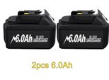 Per Makita 18V, Batteria Di Ricambio 6Ah Li-Ion (18650), Beige, Compatibile Con BL1830/BL1840/BL1850, Confezione Da 2 Pz