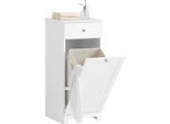 BZR21, Armadio Per Biancheria Da Bagno, Sacco Portabiancheria Pieghevole, Con Cassetti, Bianco