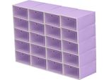 Set Di 20 Scatole Per Scarpe Pieghevoli, Design A Cassetto In Pp, Viola Con Coperchio, Impilabili, Stile 7