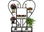 Confezione Da 2 Supporti Per Piante In Metallo A Forma Di Mezzo Cuore, 6 Livelli Con Ganci, Nero, Misura S