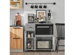 FSB78, Carrello/Scrivania Da Cucina Su Rotelle, Mobile Per Microonde Con Spazio E Cassetti, Grigio