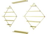Porta Smalti, A 5 Livelli Per Montaggio A Parete, Per 90 Flaconi, In Ferro Robusto, Color Oro