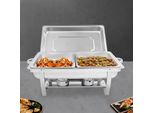 Set Buffet Di Piatti Chafing - Scaldavivande/Server A 2 Pieghe - Acciaio Inossidabile - Per Catering, Matrimoni Ed Eventi - Argento