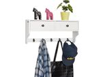 FRG178-W Armadio A Muro Con Ripiano E Appendiabiti, 2 Cassetti E 5 Ganci, Mdf, Bianco