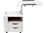 Libreria Mobile - 3 Livelli - Piano Del Tavolo Regolabile In Altezza 70-90 Cm - Ruotabile Di 360°/180° Inclinabile - 4 Ruote - Portata 20 Kg - Piano Del Tavolo 10 Kg - E1 Mdf + Acciaio - Bianco