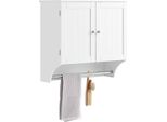 BZR84-W, Pensile Con Ante, Bianco, Mobile Bagno/Cucina, Armadietto Per Medicinali