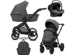 Passeggino Kunert Brav 3In1 In Antracite Con Ruote In Gel E Seggiolino Auto Cosmo