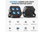 Par Uplight A Led - Luce Di Scena Dmx - Rgbwa+Uv 4X18W (72 W) - Batteria Ricaricabile Integrata - DMX512/RDM 6/8/10 Canali - App E Telecomando, Controllo Audio - Spina Ue
